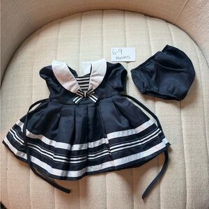 Navy Sailor Baby Dress with Matching Bloomers